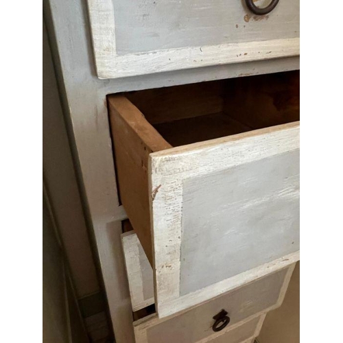 26 - A painted tall boy chest of drawers (H153cm W46cm D43cm)