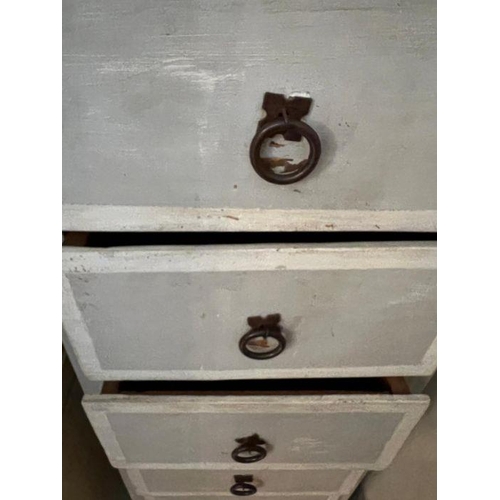 26 - A painted tall boy chest of drawers (H153cm W46cm D43cm)