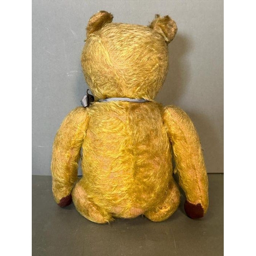 45 - An unusual and early straw filled teddy bear, probably English, perhaps Chiltern, with lovely face, ... 