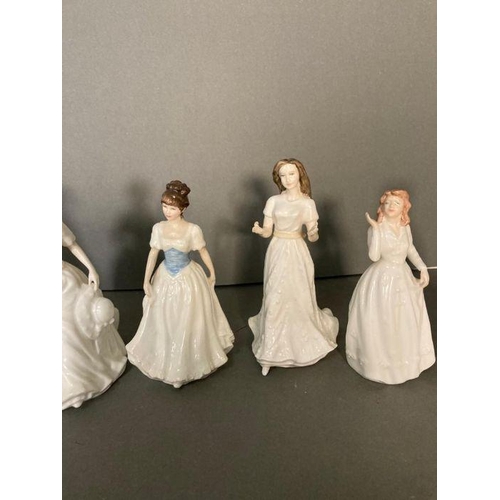 48 - A selection of eight Royal Doulton figures to include Embrace, Summer Breeze and Harmony