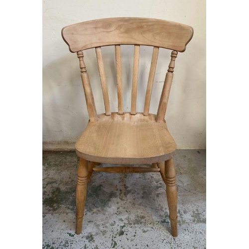 6 - A set of eight pine slat back farmhouse chairs