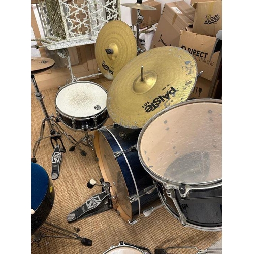 63 - A Tama drum kit to include: Sabian high hat, a selection of Paiste symbols, Custom Percussion drum s... 