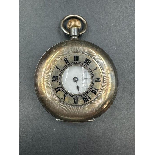 636 - A silver half hunter pocket watch, marked 925