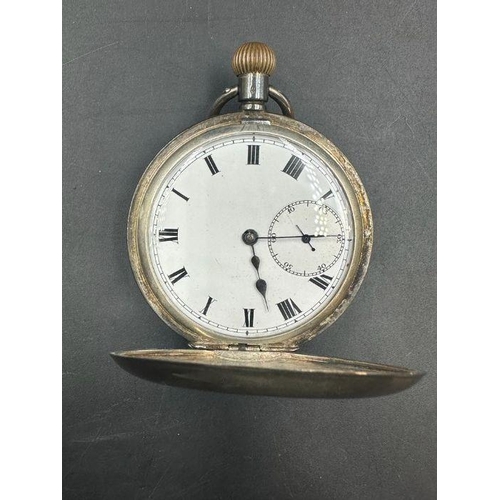 636 - A silver half hunter pocket watch, marked 925