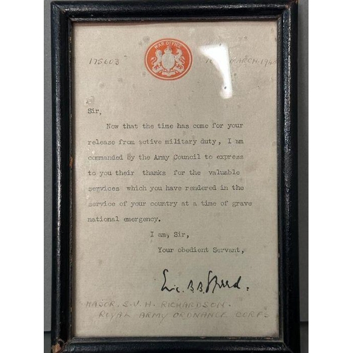 648 - A Thank you note from Winston Churchill on 10 Downing Street Letter heading along with two military ... 