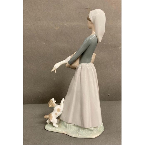 67 - Girl with Goose and Dog. Lladro. Designed by Fulgencio Garcia. #4866. Marked Lladro Hand Made in Sp... 