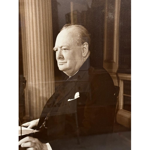 643 - A framed photograph of Sir Winston Churchill 8th May 1945: Prime Minister of Great Britain Winston C... 