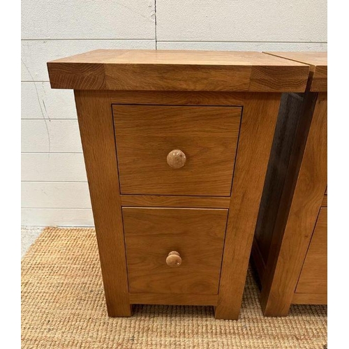10 - Pair of contemporary oak two drawer bedside tables (H 70cm x W 46cm x D 40cm)