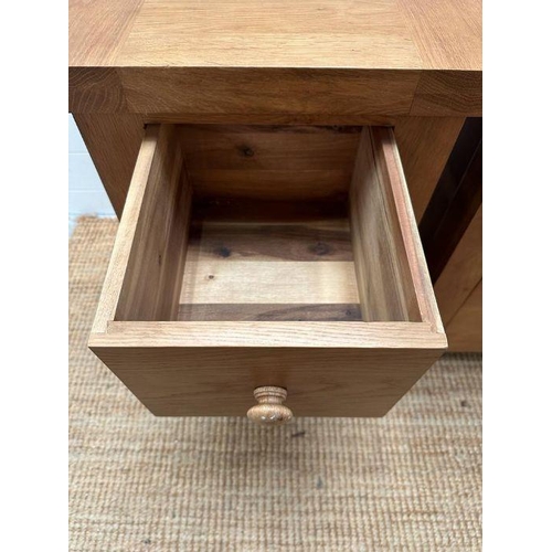 10 - Pair of contemporary oak two drawer bedside tables (H 70cm x W 46cm x D 40cm)