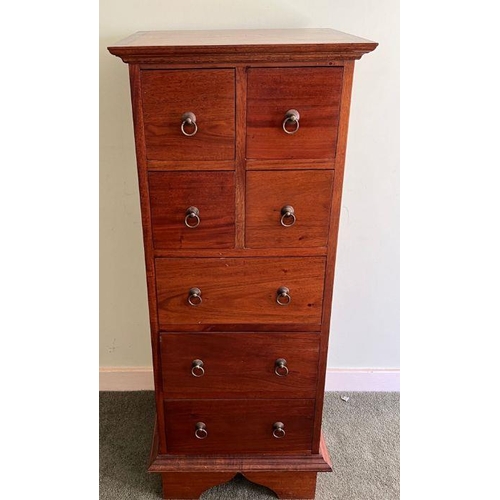 21 - A hardwood tallboy consisting of four small drawers over three longer drawers (H112cm W46cm D43cm)