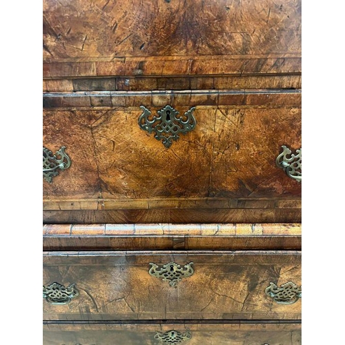 33 - A George III style chest on chest, three small drawers followed by graduated drawers below, two piec... 