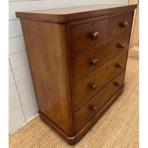 35 - A mahogany two over three chest of drawers (H103cm W480cm D103cm)