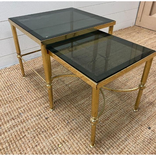 36 - Three nesting side tables with smoked glass (H41cm W45cm D40cm)
