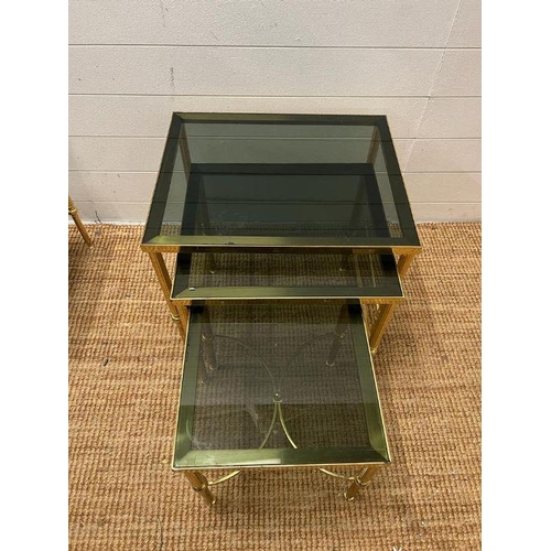 36 - Three nesting side tables with smoked glass (H41cm W45cm D40cm)