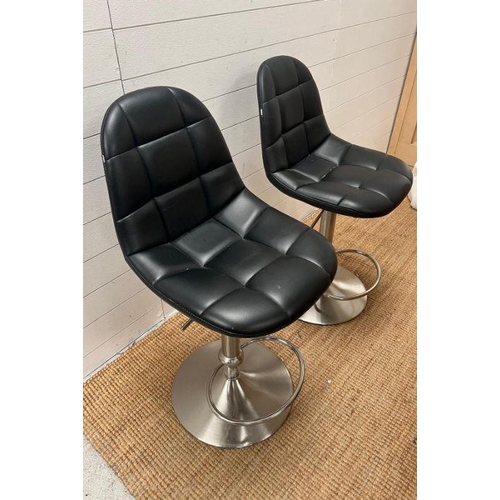 44 - Two faux leather kitchen stools on chrome base