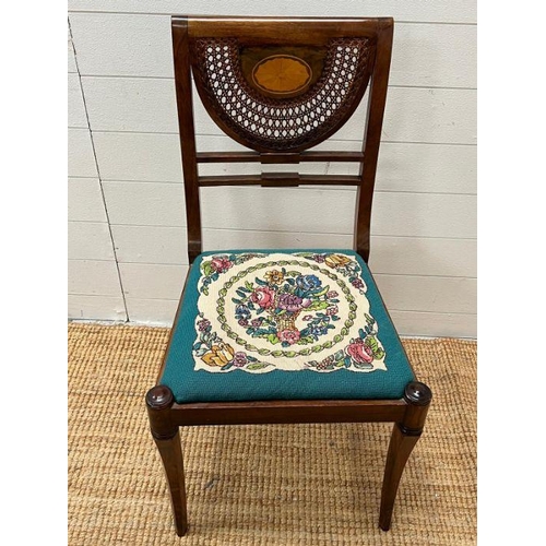 45 - An inlaid and cane side chair