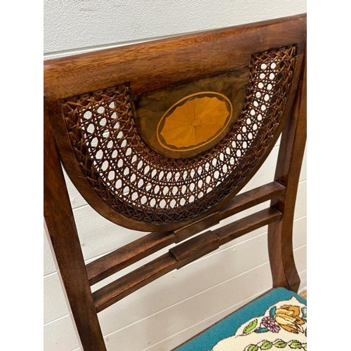 45 - An inlaid and cane side chair