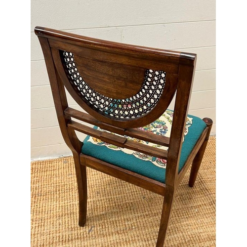 45 - An inlaid and cane side chair