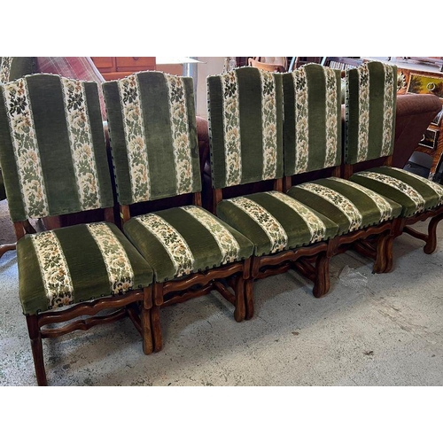 47 - Ten chairs and two carvers with high backs and scrolling frame
