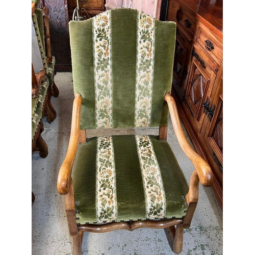 47 - Ten chairs and two carvers with high backs and scrolling frame