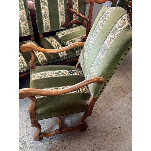 47 - Ten chairs and two carvers with high backs and scrolling frame