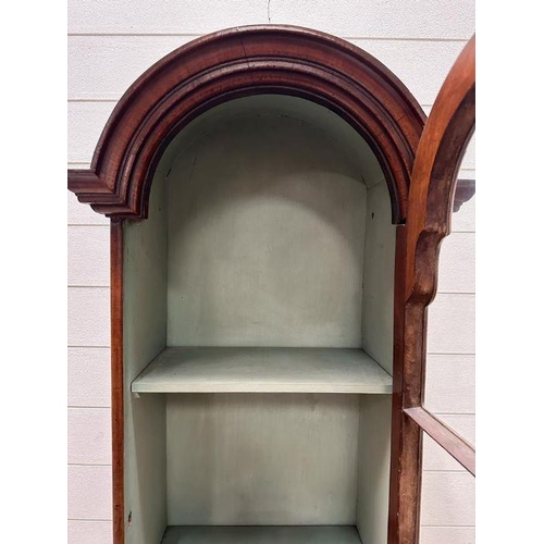 5 - A mahogany dome topped display cabinet with two shelves and cupboard under (H 180cm x D 26cm x W 46c... 
