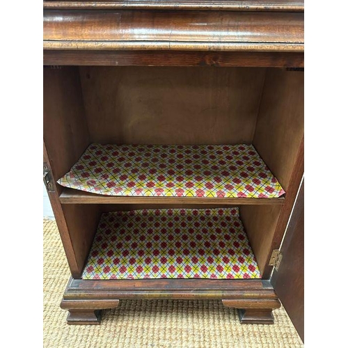 5 - A mahogany dome topped display cabinet with two shelves and cupboard under (H 180cm x D 26cm x W 46c... 