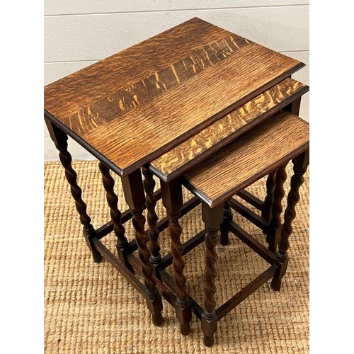51 - Three nest of tables on barley twist legs