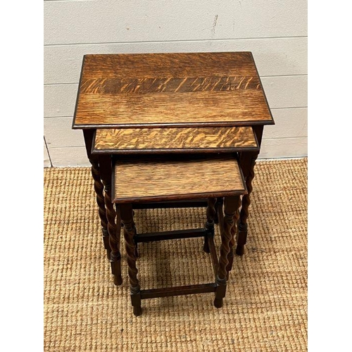 51 - Three nest of tables on barley twist legs
