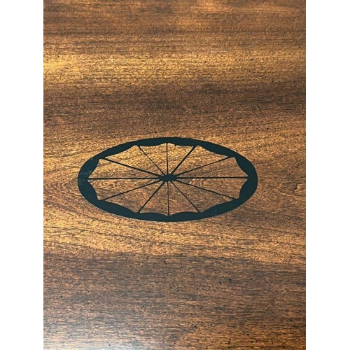 53 - An inlaid oval side table on down swept legs