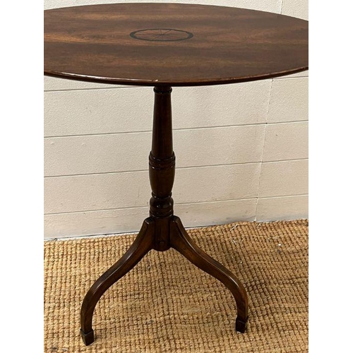 53 - An inlaid oval side table on down swept legs