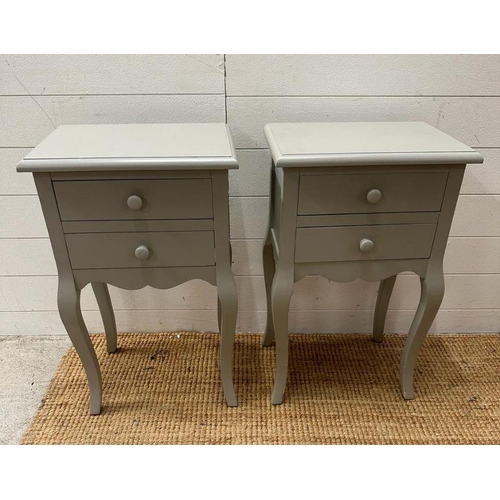 56 - A pair of painted side table with two drawers (H68cm W41cm D30cm)