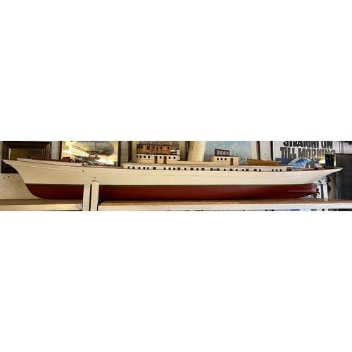 614 - A wooden very large long luxury steam yacht 