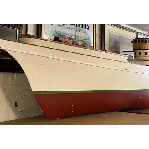 614 - A wooden very large long luxury steam yacht 
