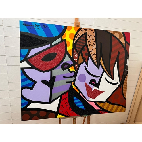 320 - 'Venetian Scene' 2001 by acclaimed artist Romero Britto (Brazilian 1963-) 40' x 70' signed top left.