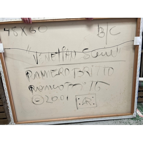 320 - 'Venetian Scene' 2001 by acclaimed artist Romero Britto (Brazilian 1963-) 40' x 70' signed top left.