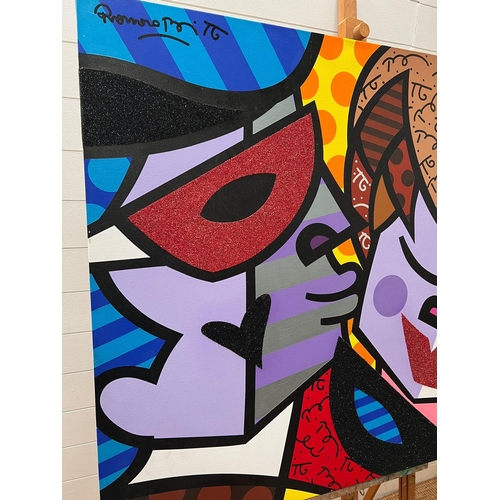 320 - 'Venetian Scene' 2001 by acclaimed artist Romero Britto (Brazilian 1963-) 40' x 70' signed top left.