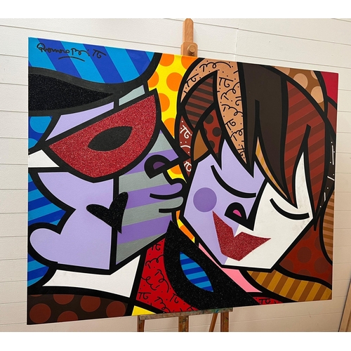 320 - 'Venetian Scene' 2001 by acclaimed artist Romero Britto (Brazilian 1963-) 40' x 70' signed top left.
