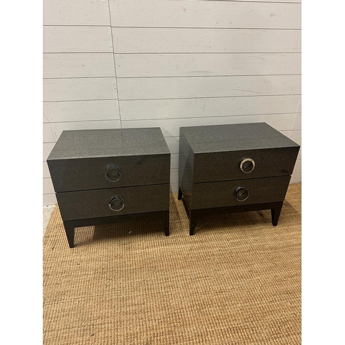 104 - A pair of contemporary bedside table with chrome circular handles and soft closed drawers (57cm D39c... 