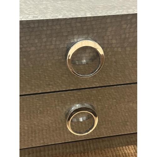 104 - A pair of contemporary bedside table with chrome circular handles and soft closed drawers (57cm D39c... 