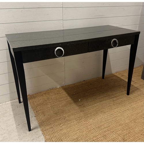 107 - A contemporary grey dressing table with chrome hoop handles and soft close drawers Height 77 50x122