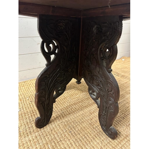 11 - An Art Nouveau Chinese carved table (H50cm Sq58cm)