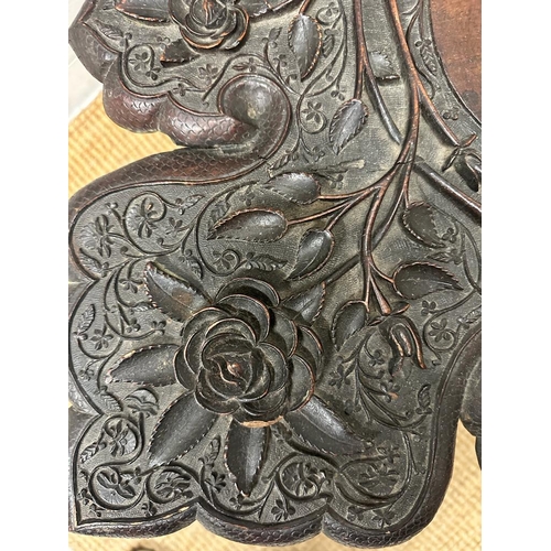 11 - An Art Nouveau Chinese carved table (H50cm Sq58cm)