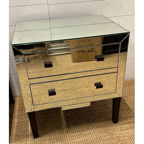 111 - A pair of contemporary mirrored two drawer side tables