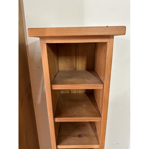 159 - A pine five shelve bookcase and a pine five shelve Cd rack (H199cm and H130cm)