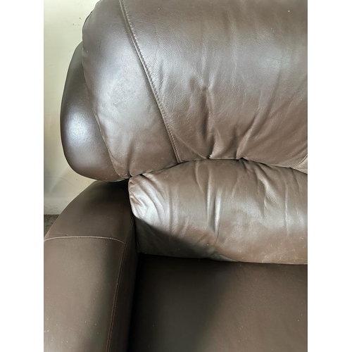 160 - A brown leather two seater recliner sofa (H103cm D57cm W156cm)