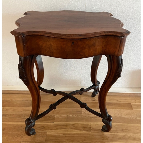 165 - A Victorian fitted side table with hinged lid (56cm x 43cm x 70cm H )