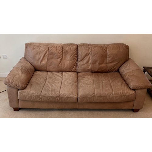 178 - A three seater leather sofa (H78cm W208cm D92cm)