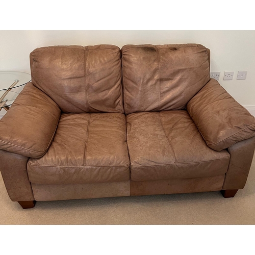 179 - A two seater leather sofa (H78cm W154cm D94cm)