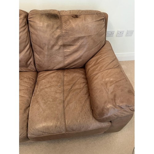 179 - A two seater leather sofa (H78cm W154cm D94cm)